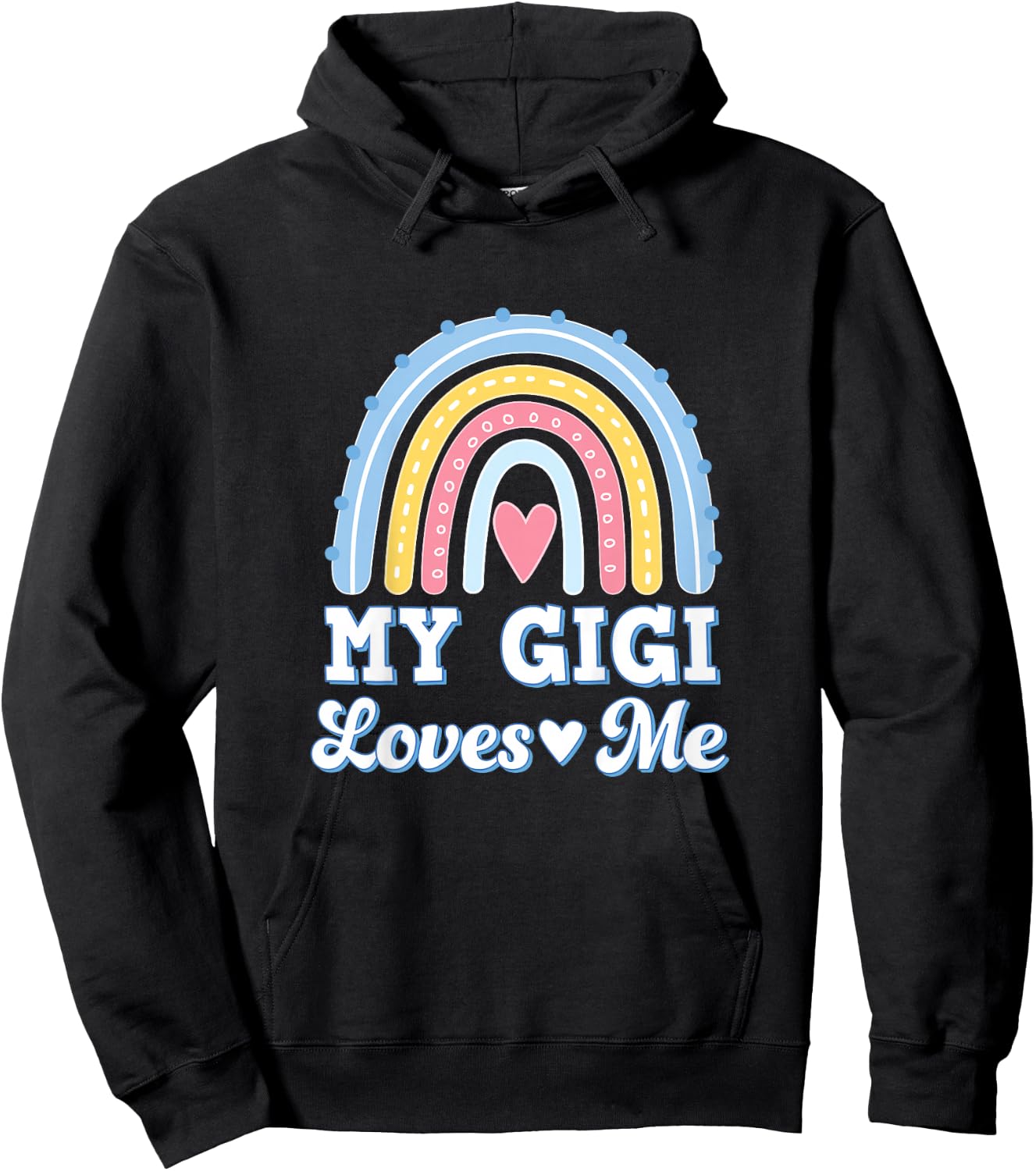 Kids My Gigi Loves Me Granddaughter Retro Rainbow Hoodie - Hoodie | Black