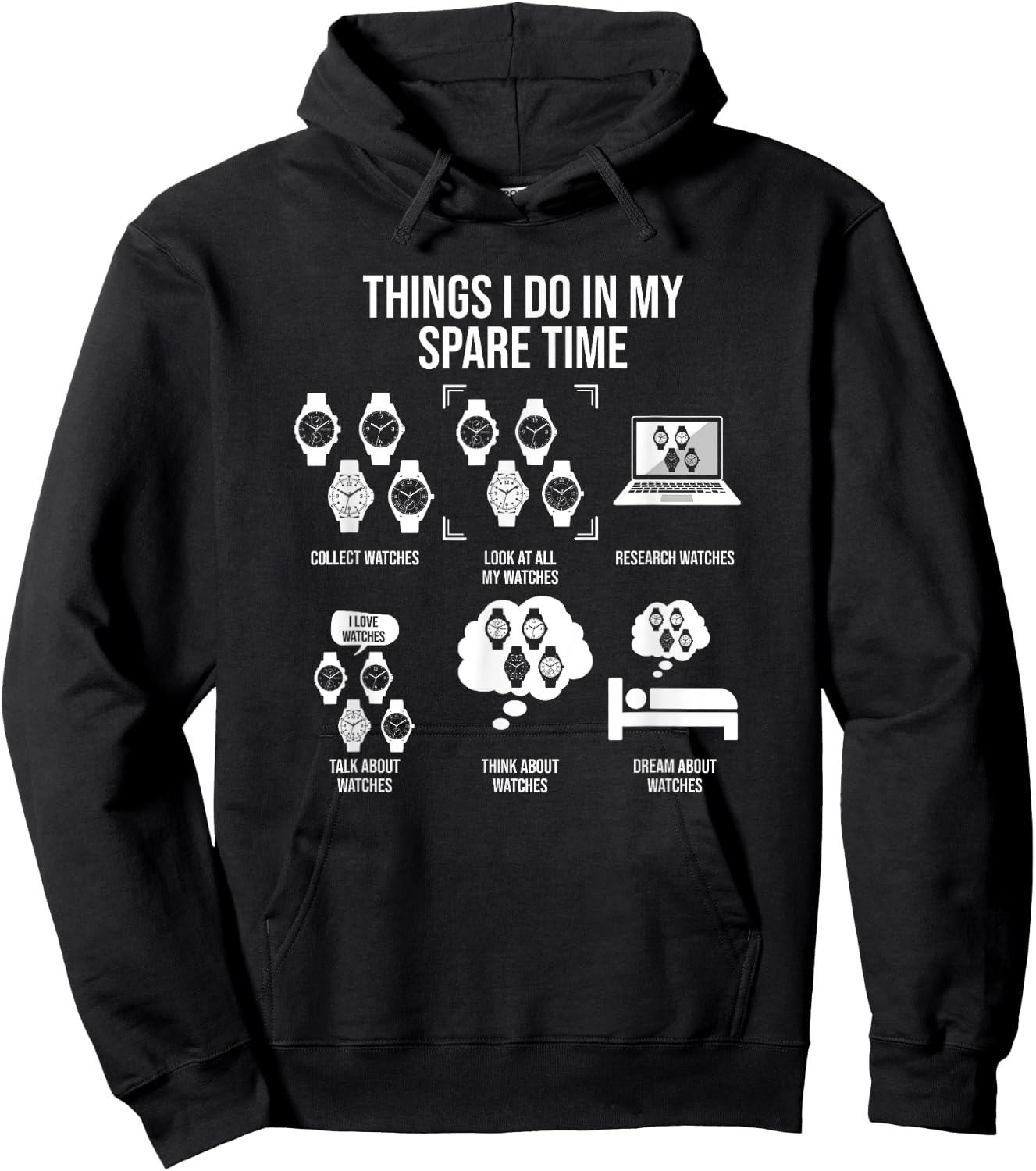 Things I Do In My Spare Time, Horologist Watch Collector Hoodie - Hoodie | Black