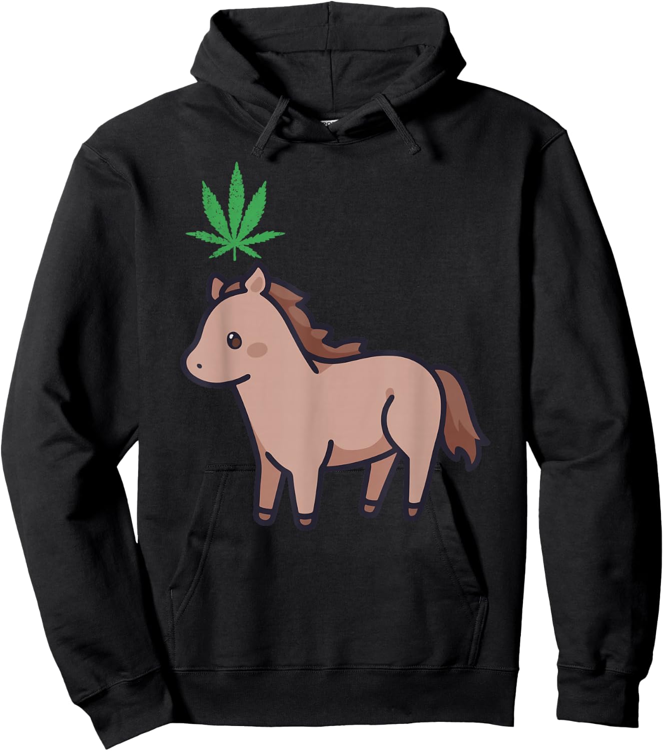 Horse Weed Marijuana Kawaii Aesthetic Anime Cannabis Leaf Hoodie - Hoodie | Black