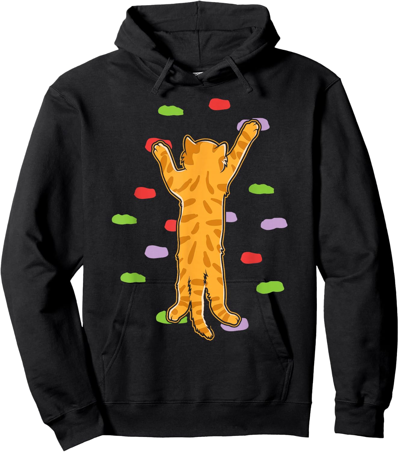 Funny Cute Bouldering Rock Climbing Cat Hoodie - Hoodie | Black
