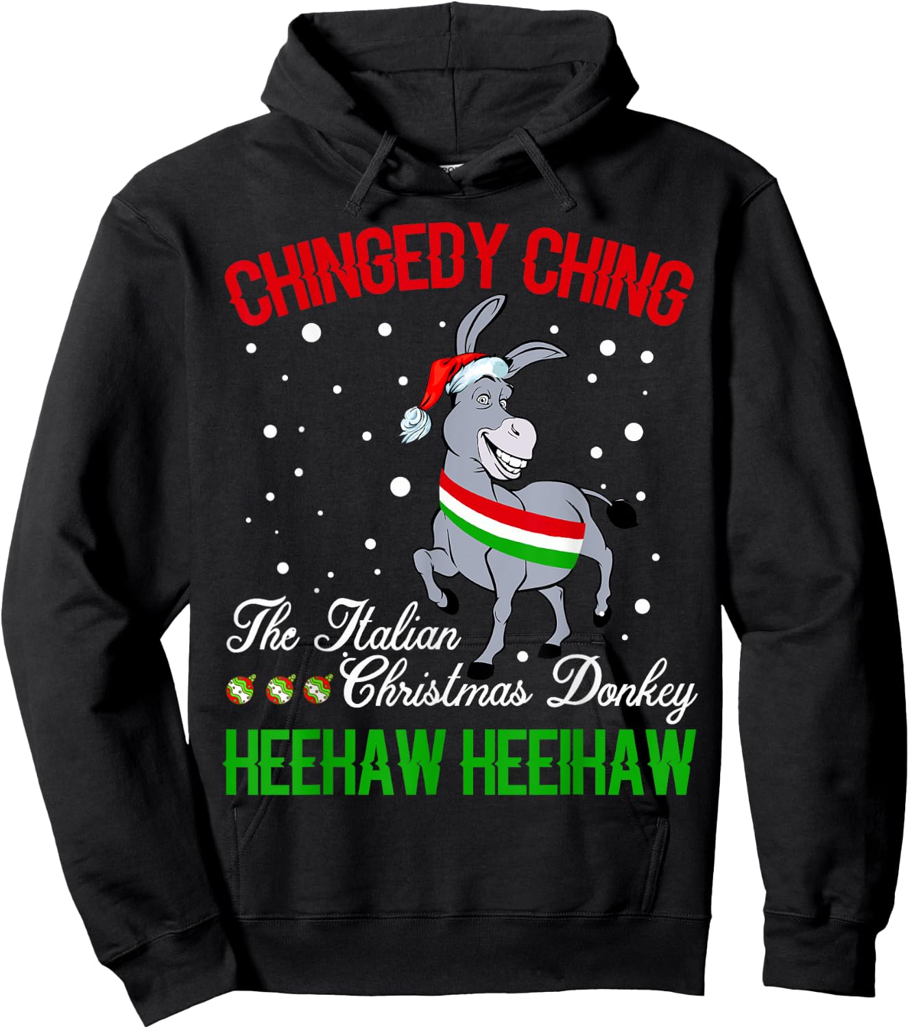 Christmas Donkey Italian Xmas Gifts Women Hoodie - Hoodie | Black