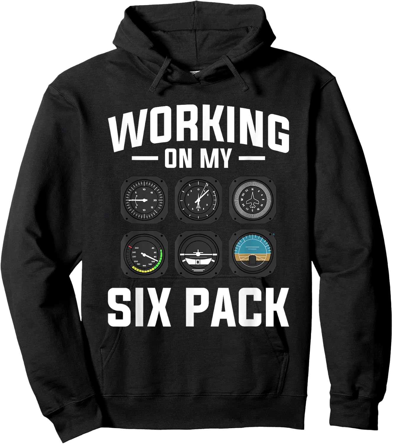 Working On My Six Pack Aviation Aviator Pilot Hoodie - Hoodie | Black