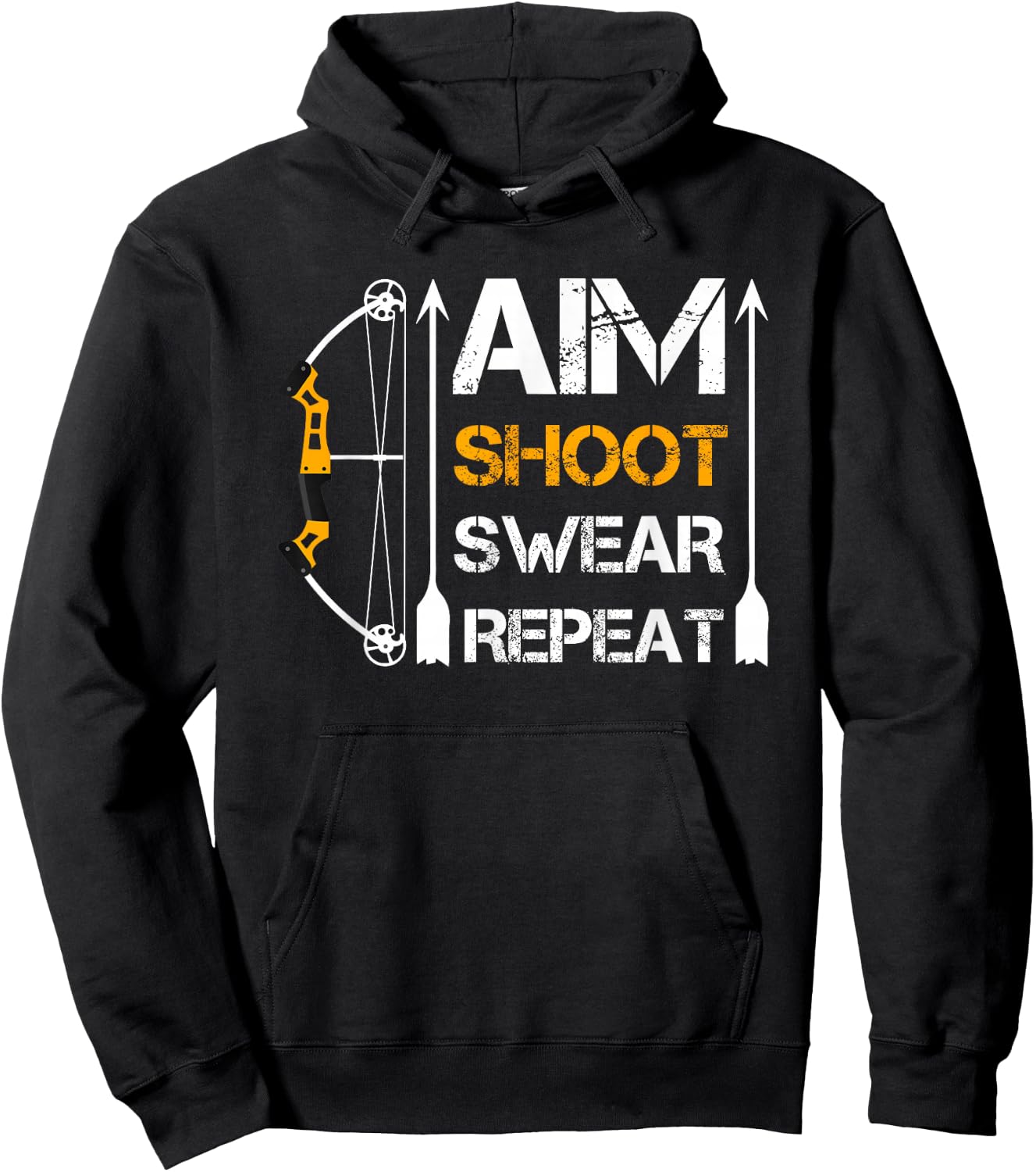 Aim Shoot Swear Repeat Archery Gift Hobby Hoodie - Hoodie | Black