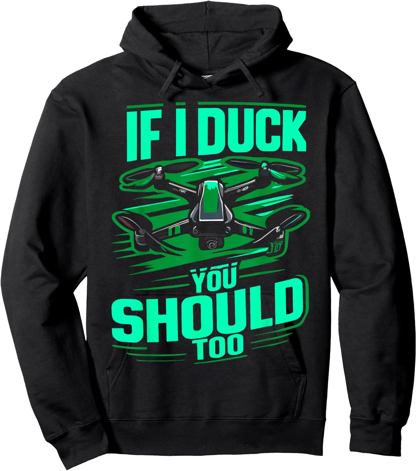 Funny Drone Shirts Men's Drone Enthusiast Black Short Sleeve Cotton Blend Funny Drone Design Hoodie - Hoodie | Black