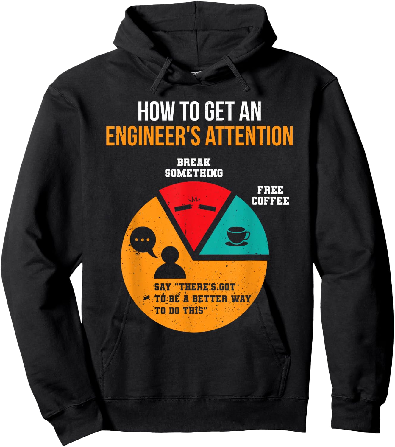 How To Get Engineer's Attention Pie Chart Funny Engineer Hoodie - Hoodie | Black