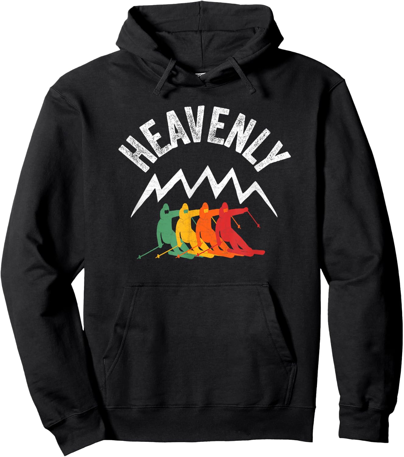 Ski Heavenly California Retro Skiing Lake Tahoe CA Skier Hoodie - Hoodie | Black