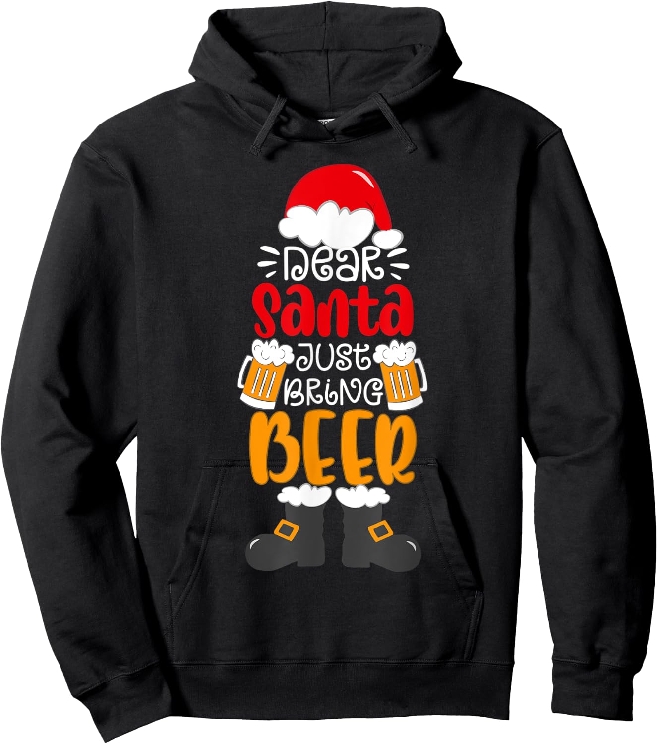 Dear Santa Just Bring Beer Shirt Funny Christmas Beer Xmas Hoodie - Hoodie | Black