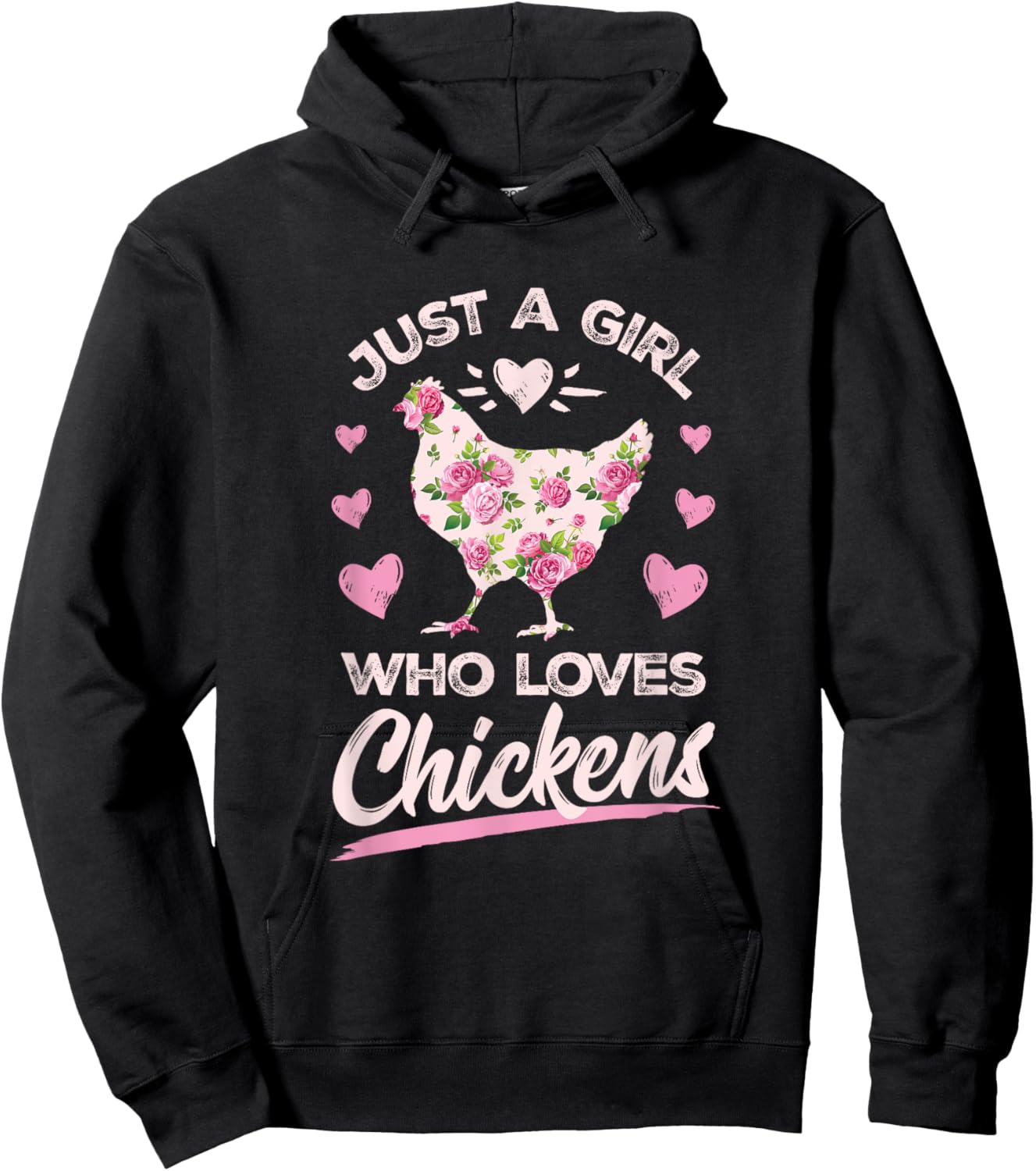 Floral Just A Girl Who Loves Chickens Farmer Girl Chick Gift Hoodie - Hoodie | Black