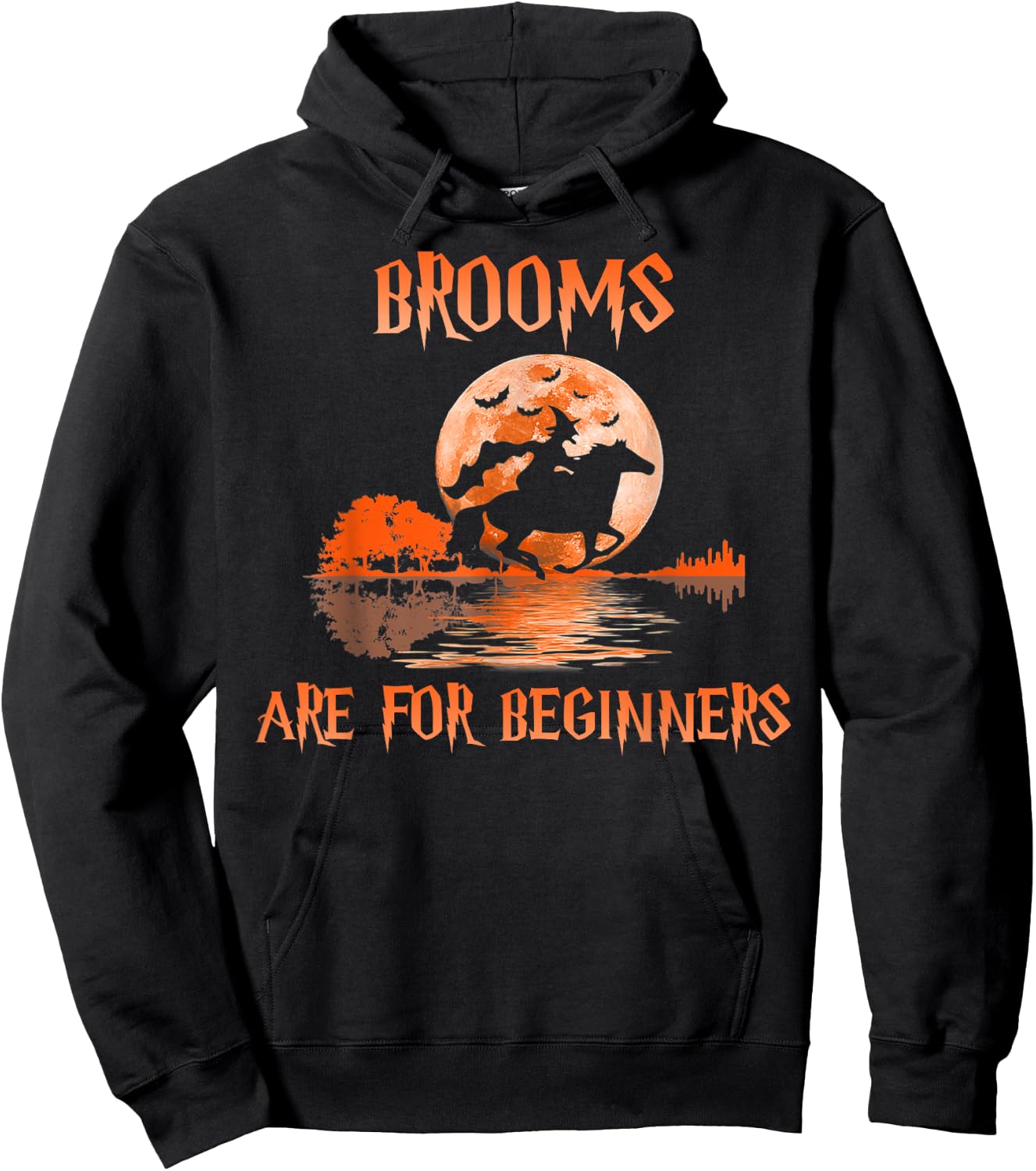 Brooms Are For Beginners Horses Witch Halloween Hoodie - Hoodie | Black