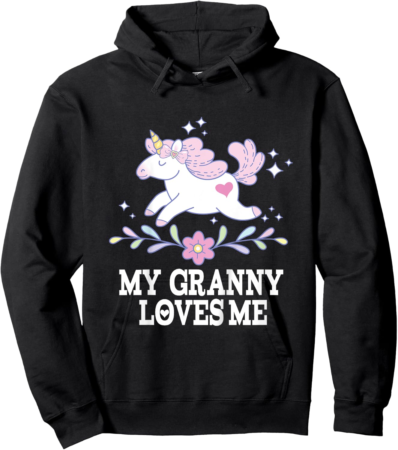 My Granny Loves Me Granddaughter Girl Unicorn Hoodie - Hoodie | Black