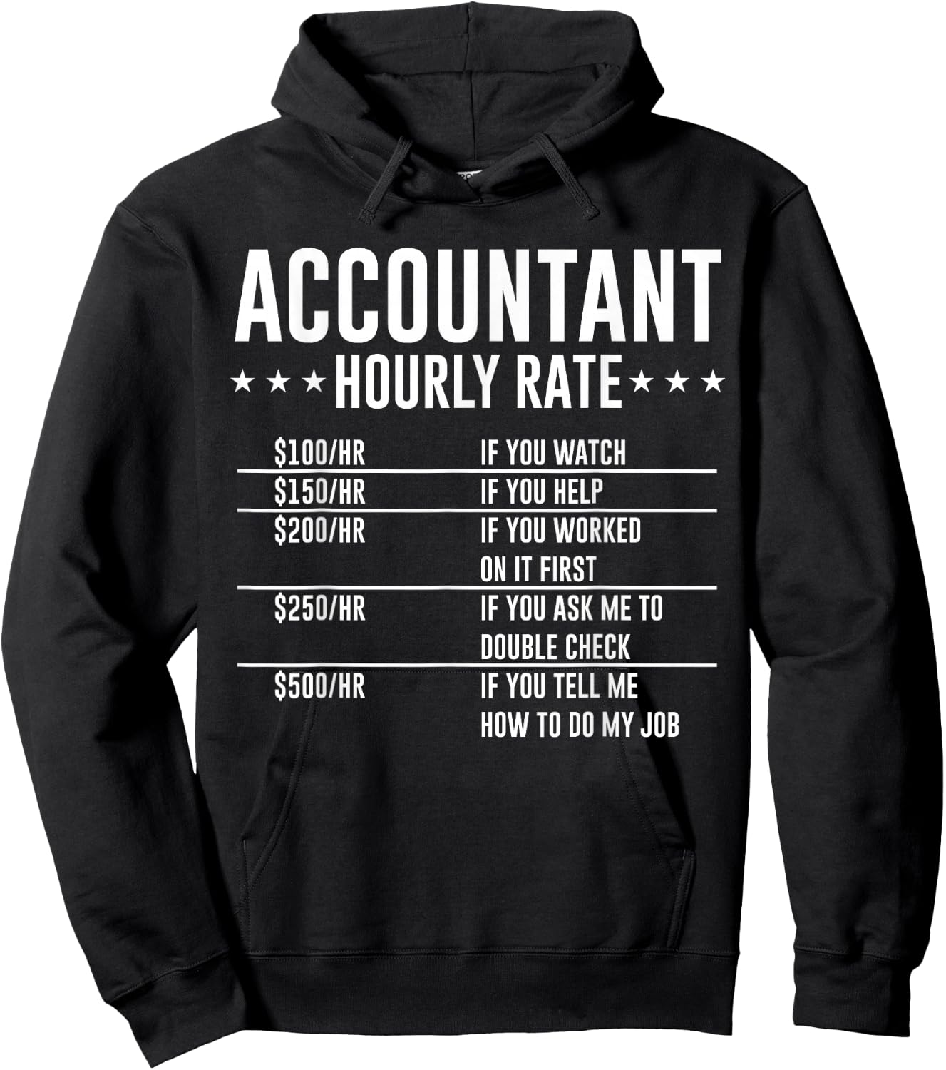 Accountant Hourly Rate Funny Accounting CPA Humor Birthday Hoodie - Hoodie | Black