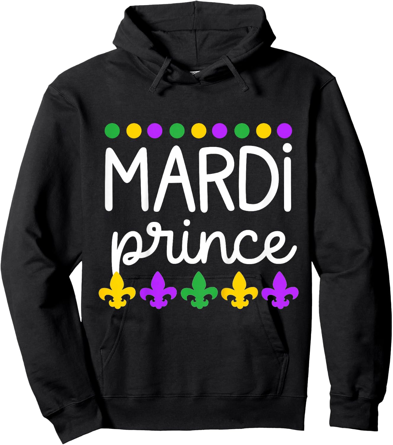 Kids Toddler Boy Mardi Gras Baby Son Mardi Prince Hoodie - Hoodie | Black
