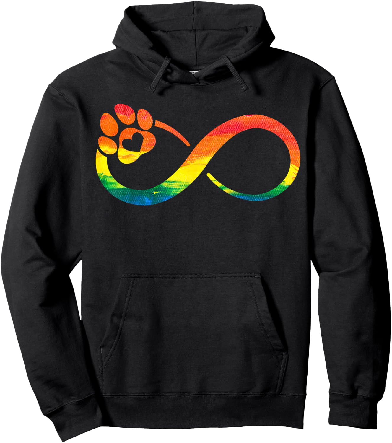 Dog Cat Paw Print Infinite Rainbow, Dog Lover Rescue Hoodie - Hoodie | Black