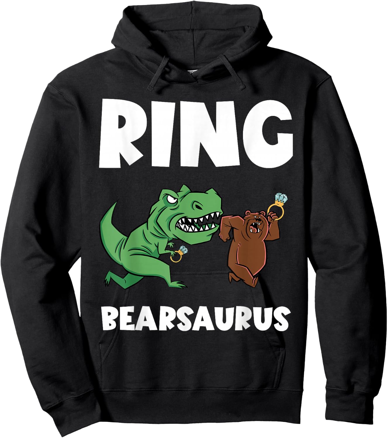 Funny Ring Bearer Security Bear Dino Wedding Party Ring Hoodie - Hoodie | Black