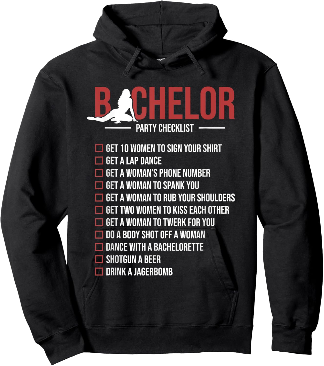 Bachelor Party Checklist Funny Groom Bachelor Party Hoodie - Hoodie | Black