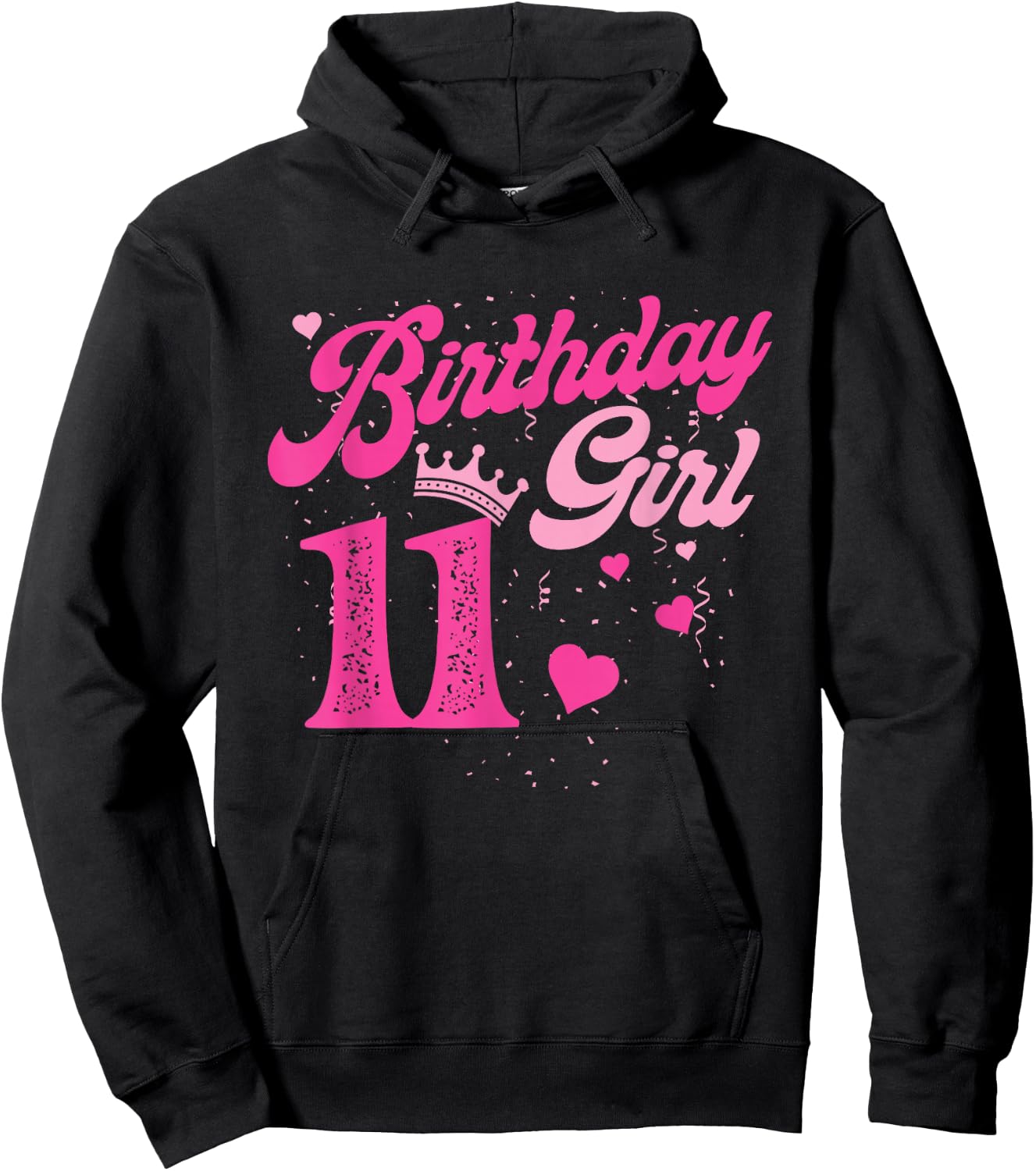 11th Birthday Girl Crown 11 Years Old Bday Hoodie - Hoodie | Black
