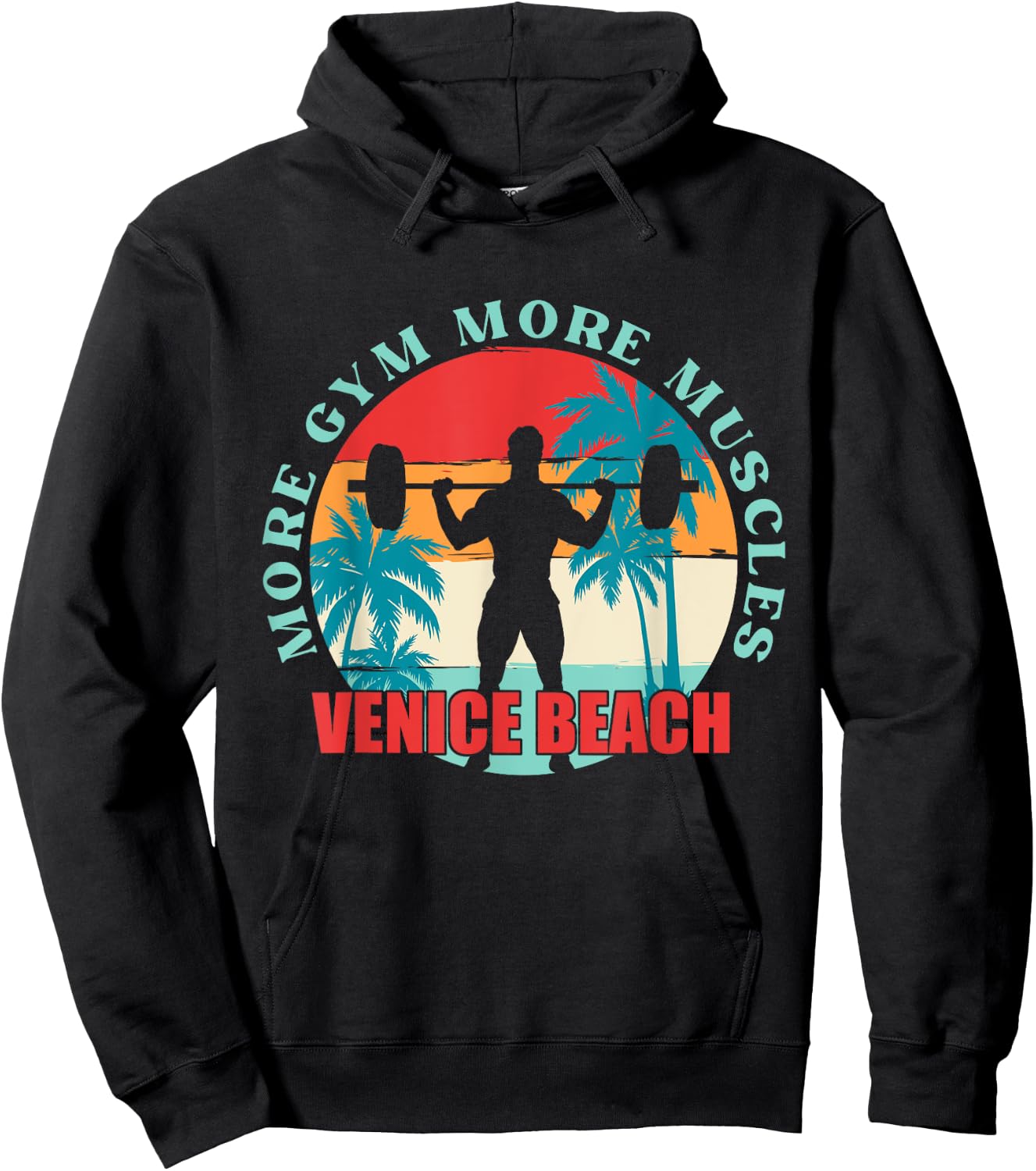 More Gym More Muscles Bodybuilding Venice Beach Men Women Kids Hoodie - Hoodie | Black
