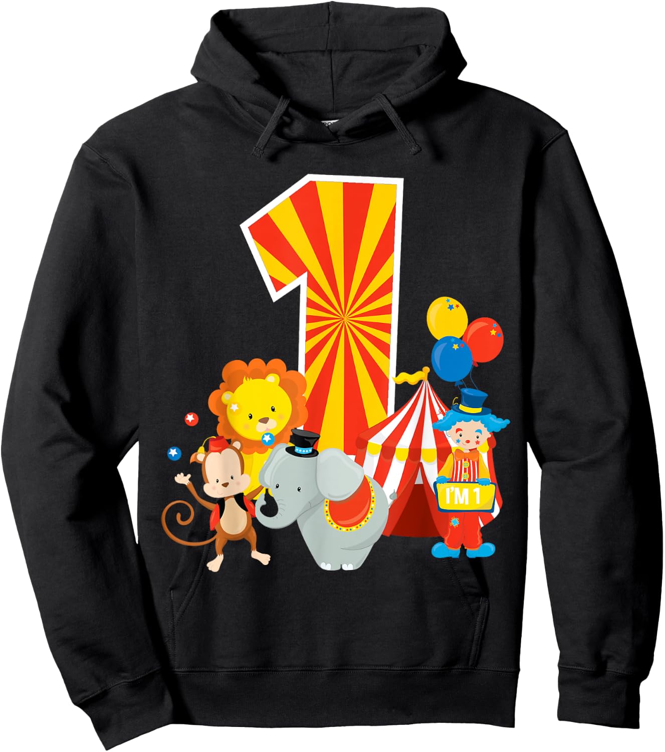 1st Birthday Shirt Boys Girls Circus Theme Birthday Party Hoodie - Hoodie | Black