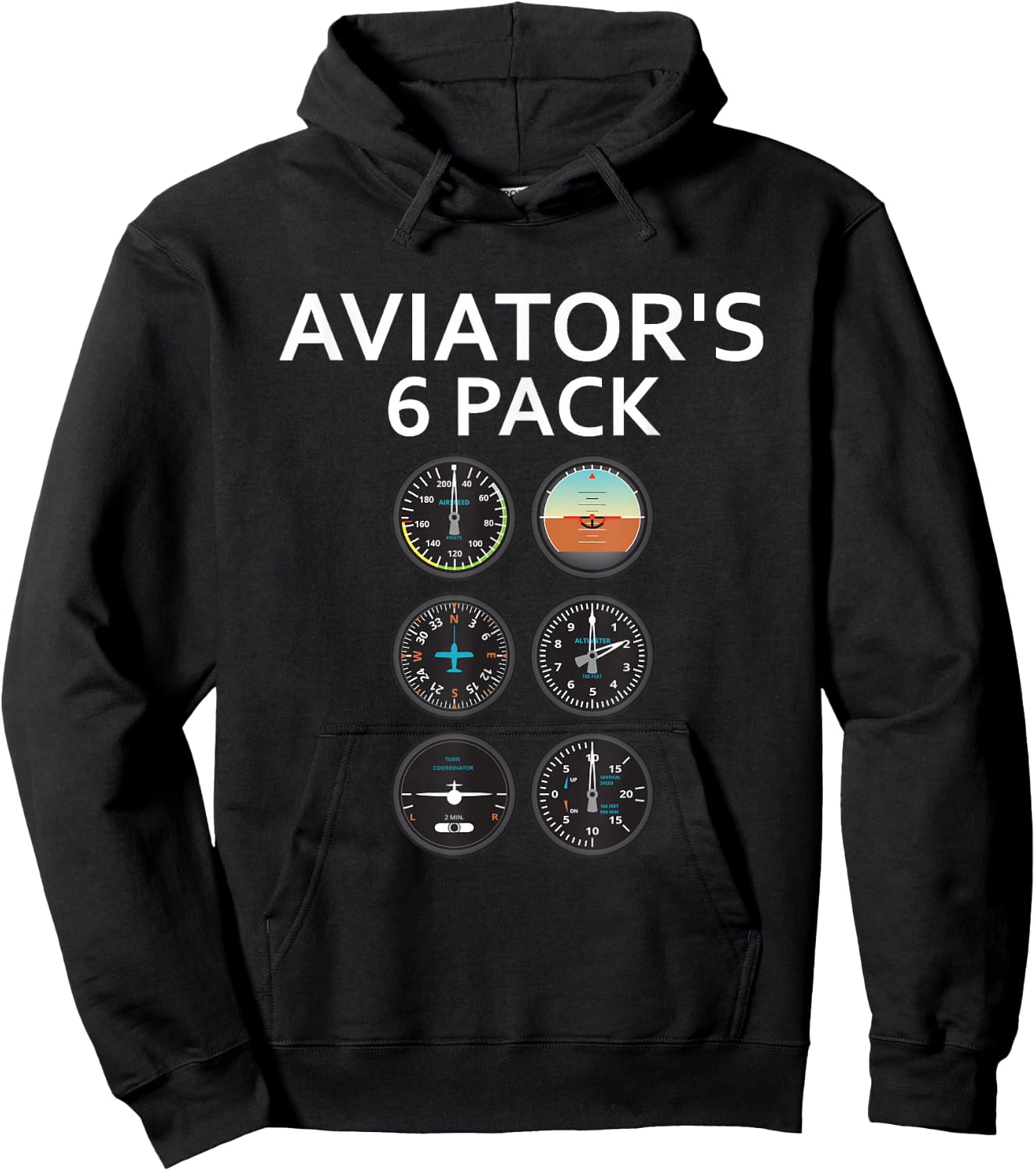 Aviator Pack of 6 : Pilot Novelty Humour Hoodie - Hoodie | Black