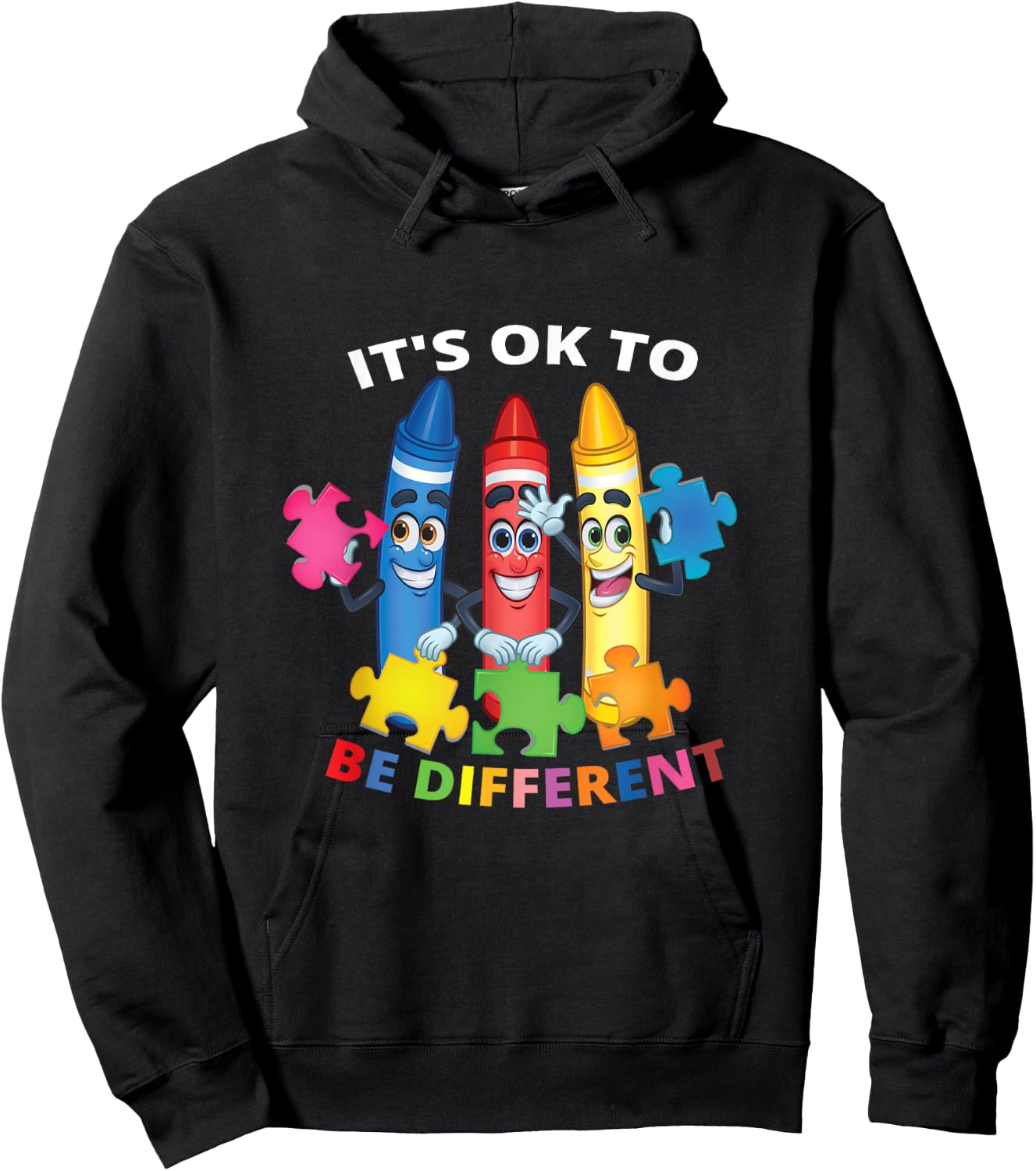 InGENIUS World Autism Awareness Day Gifts Autism Awareness It's Ok To Be Different Autistic Be Unique Black Kids Hoodie - Hoodie | Black