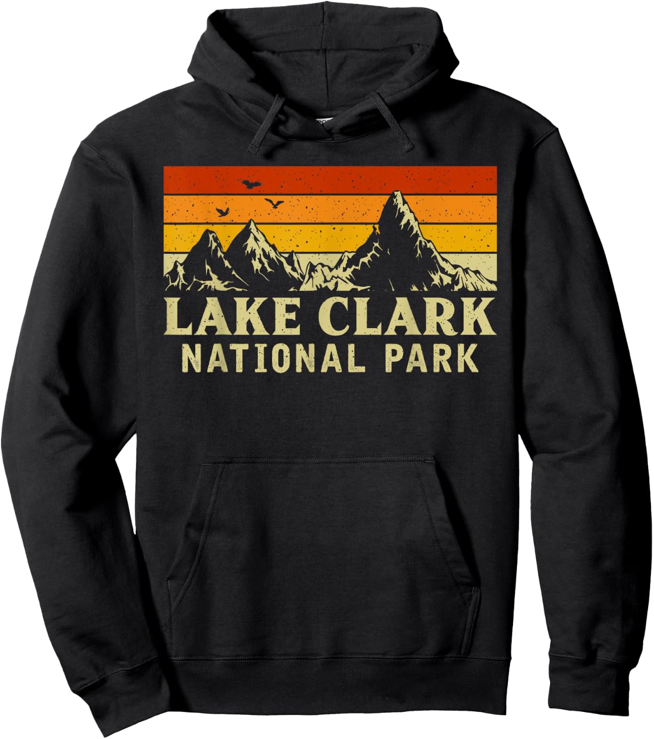 Vintage Retro Mountain Graphics Lake Clark National Park Hoodie - Hoodie | Black