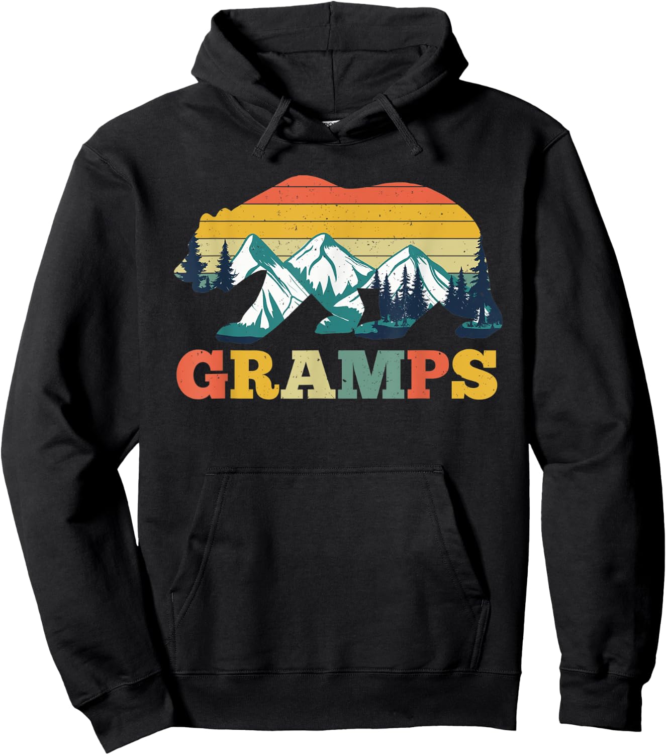 Vintage Gramps Bear Camper Camping Mountain Father's Day Hoodie - Hoodie | Black