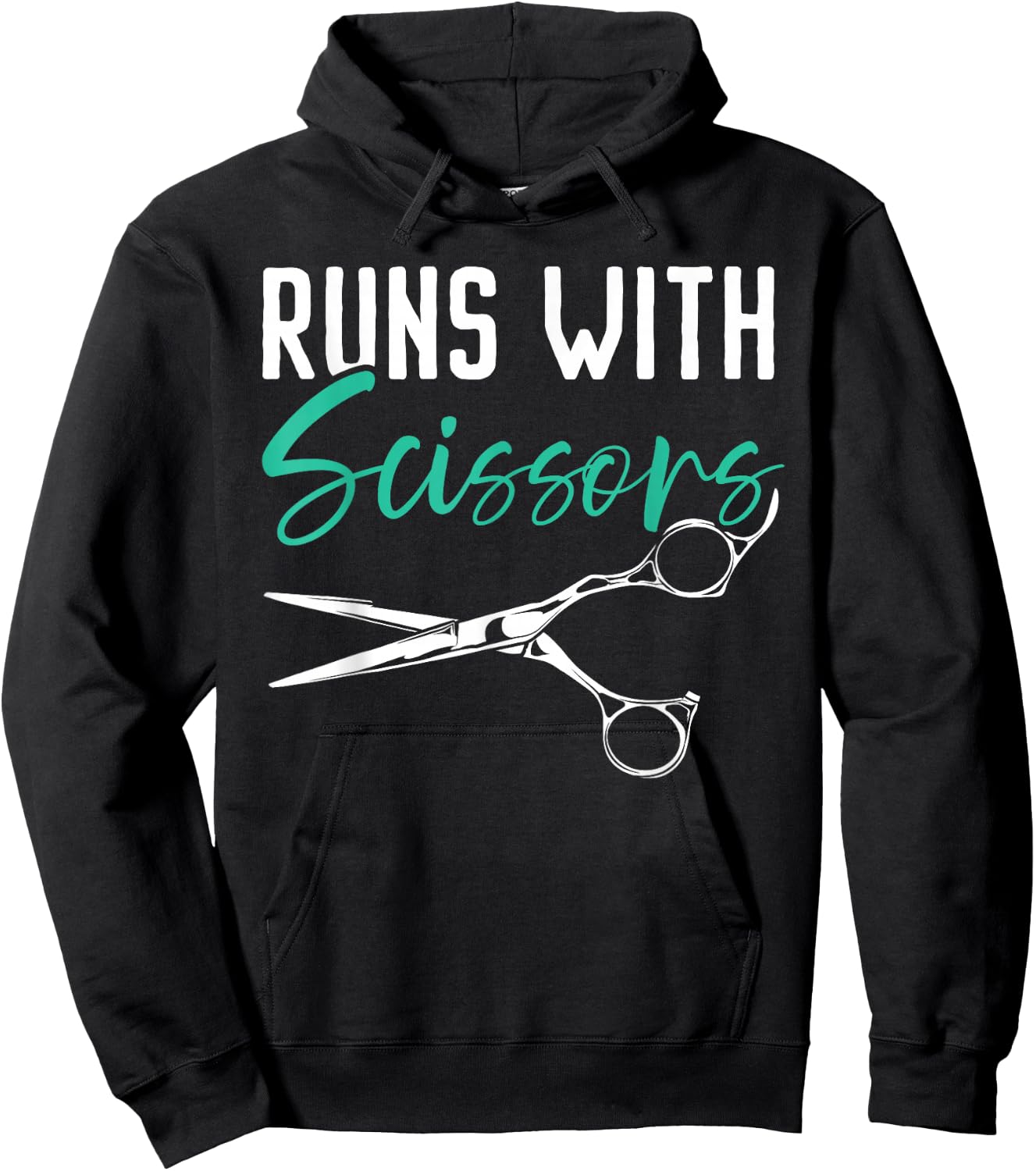 Runs With Scissors Barbershop Haircutting Hairstyle Barber Hoodie - Hoodie | Black