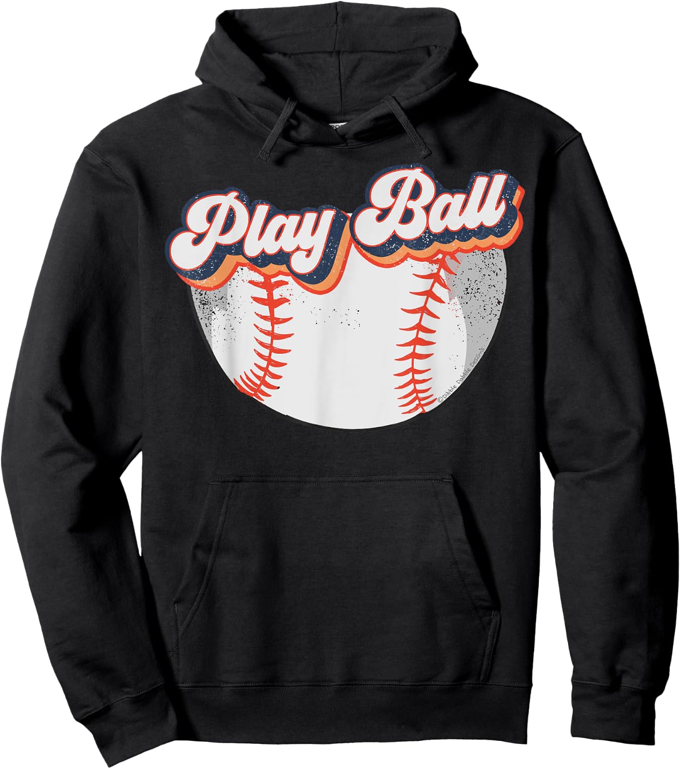 Retro Style PLAY BALL Softball Baseball Hoodie - Hoodie | Black