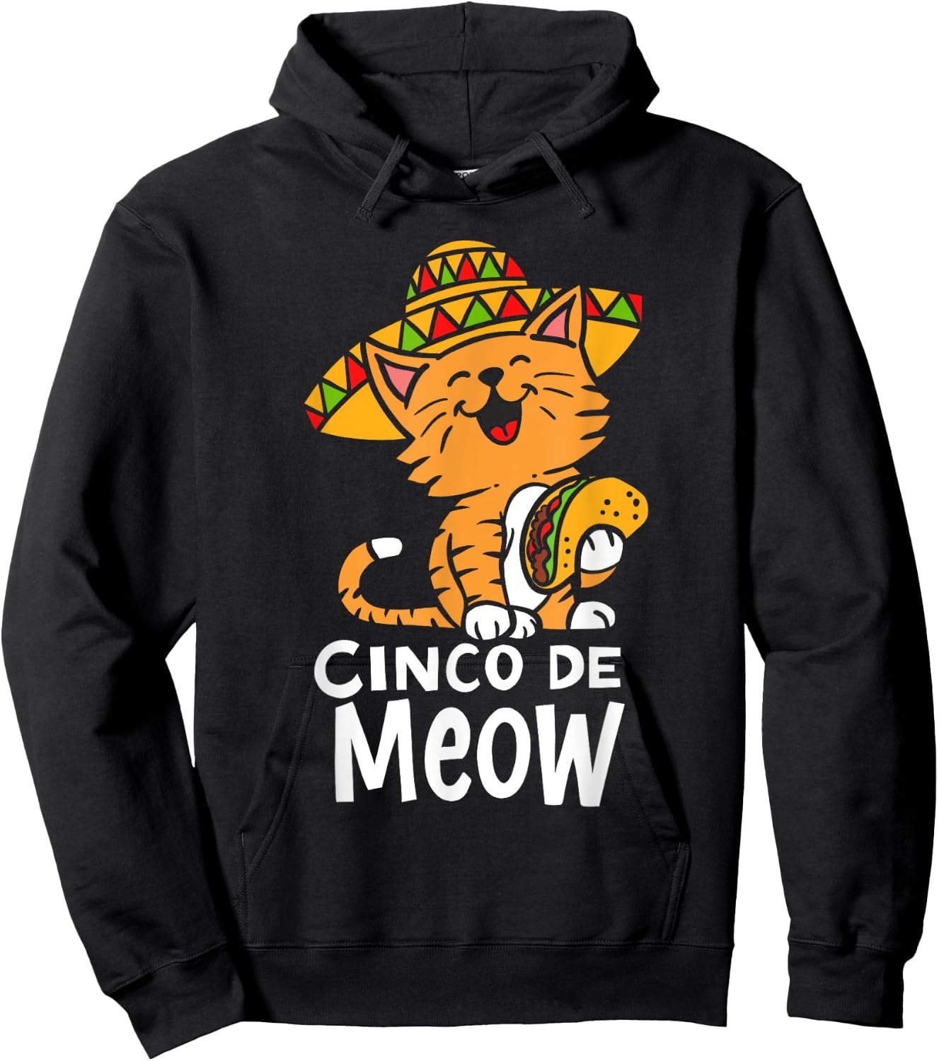 Cinco De Meow Cute Cinco De Mayo Sombrero Taco Cat Costume Hoodie - Hoodie | Black