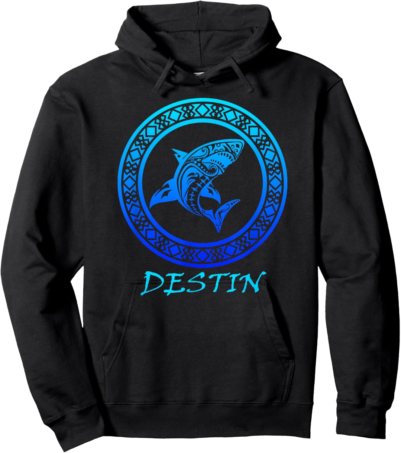 Destin, Florida Vintage Retro Tribal Shark Vacation Hoodie - Hoodie | Black