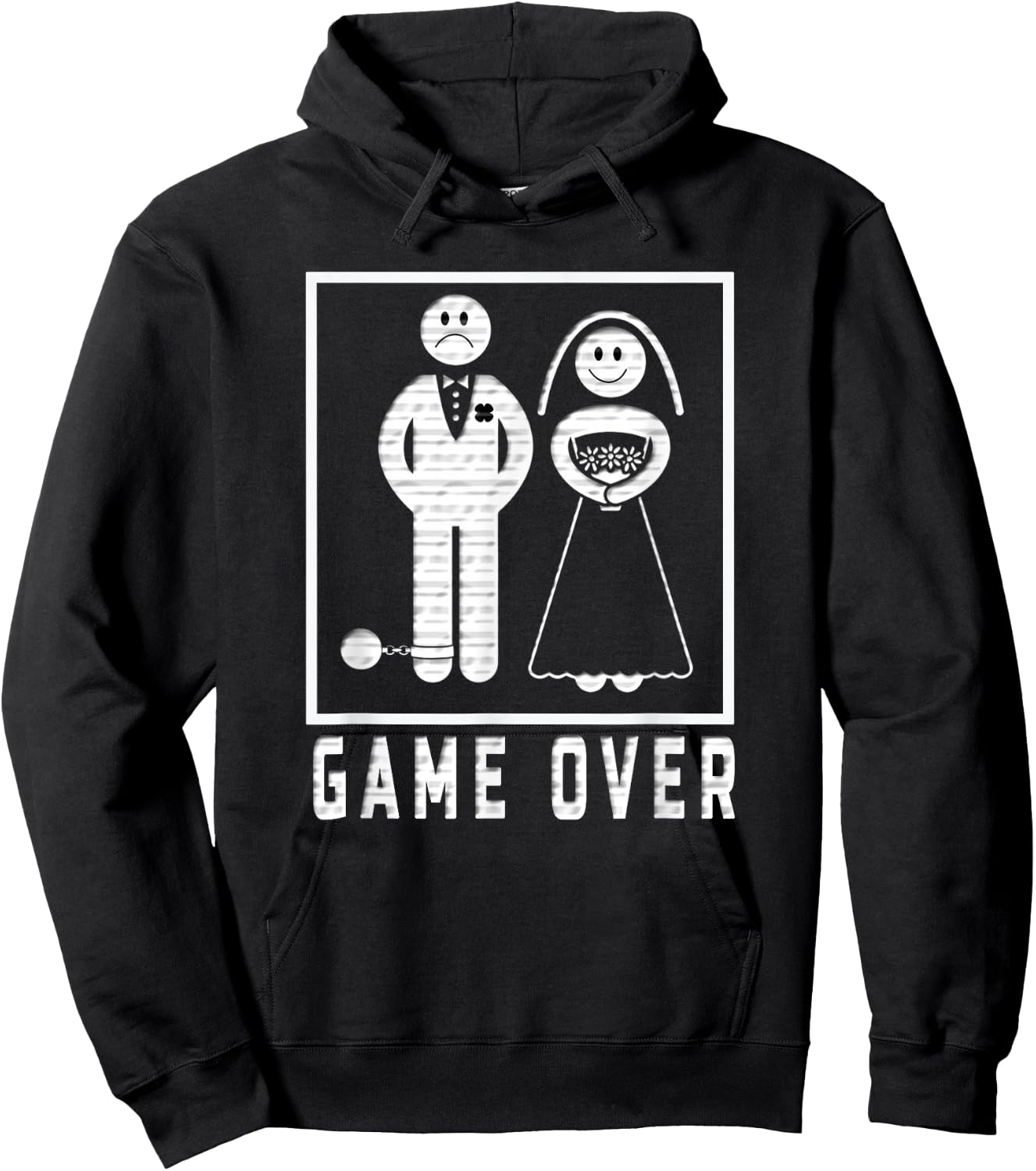 Game Over Wedded Funny Bachelor's Wedding Men & Women Hoodie - Hoodie | Black
