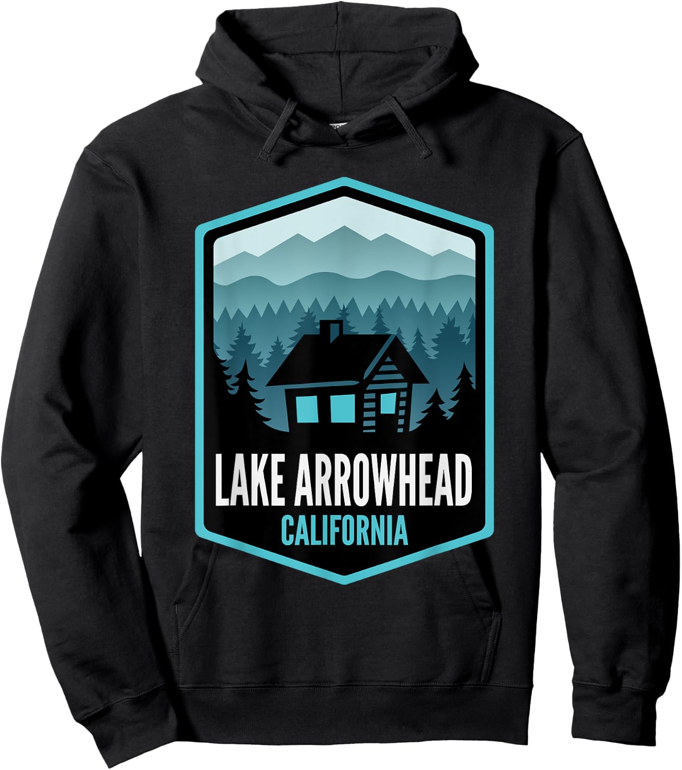 Lake Arrowhead California Mountain Town Cabin Hoodie - Hoodie | Black
