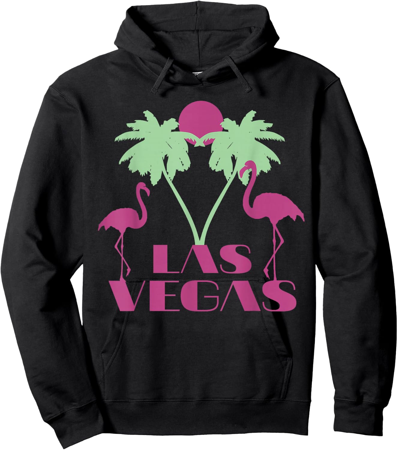Las Vegas Nevada Retro Vintage Flamingo Palm Souvenir Hoodie - Hoodie | Black