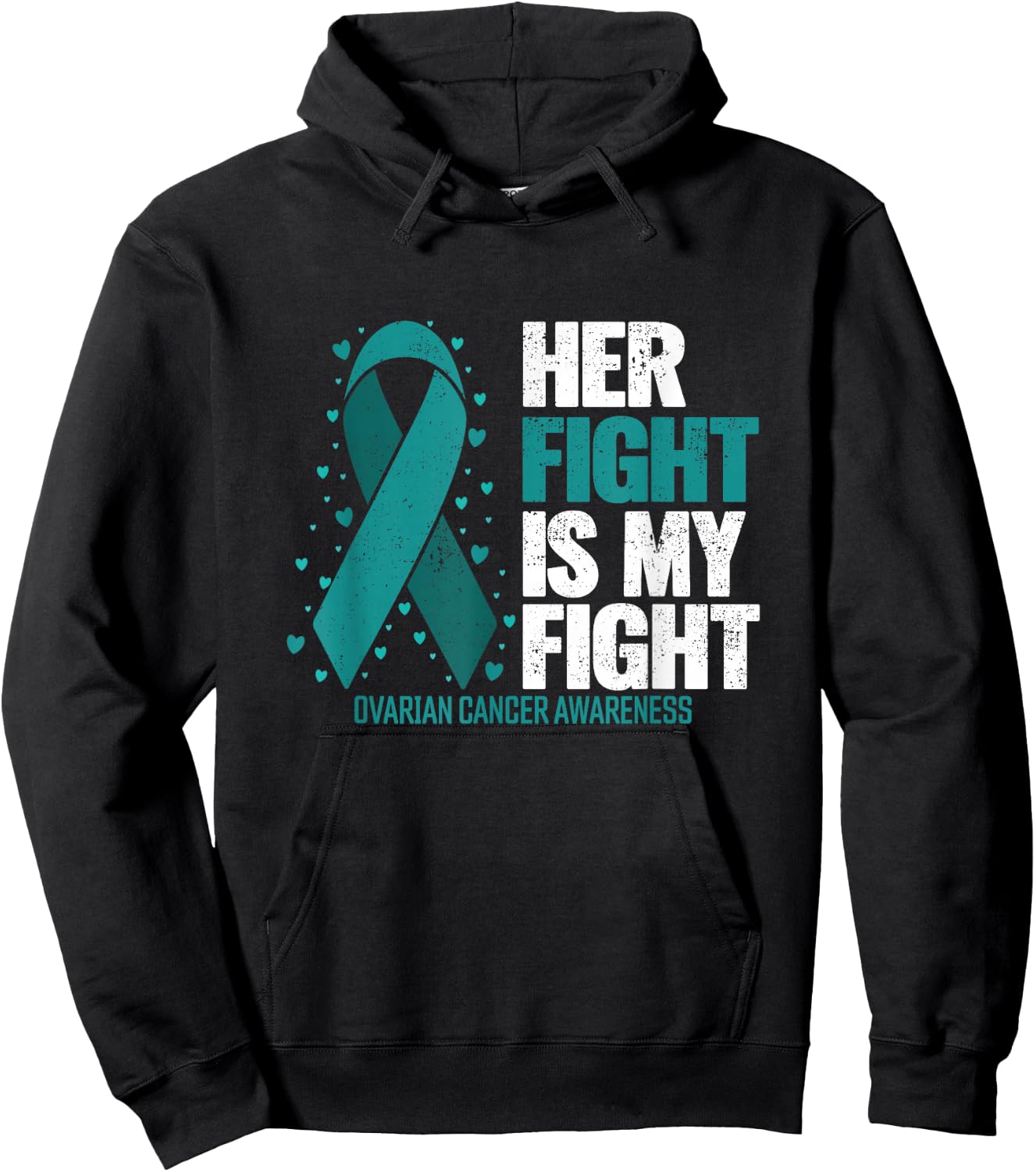 Ovarian Cancer Her Fight my Fight Ovarian Cancer Awareness Hoodie - Hoodie | Black
