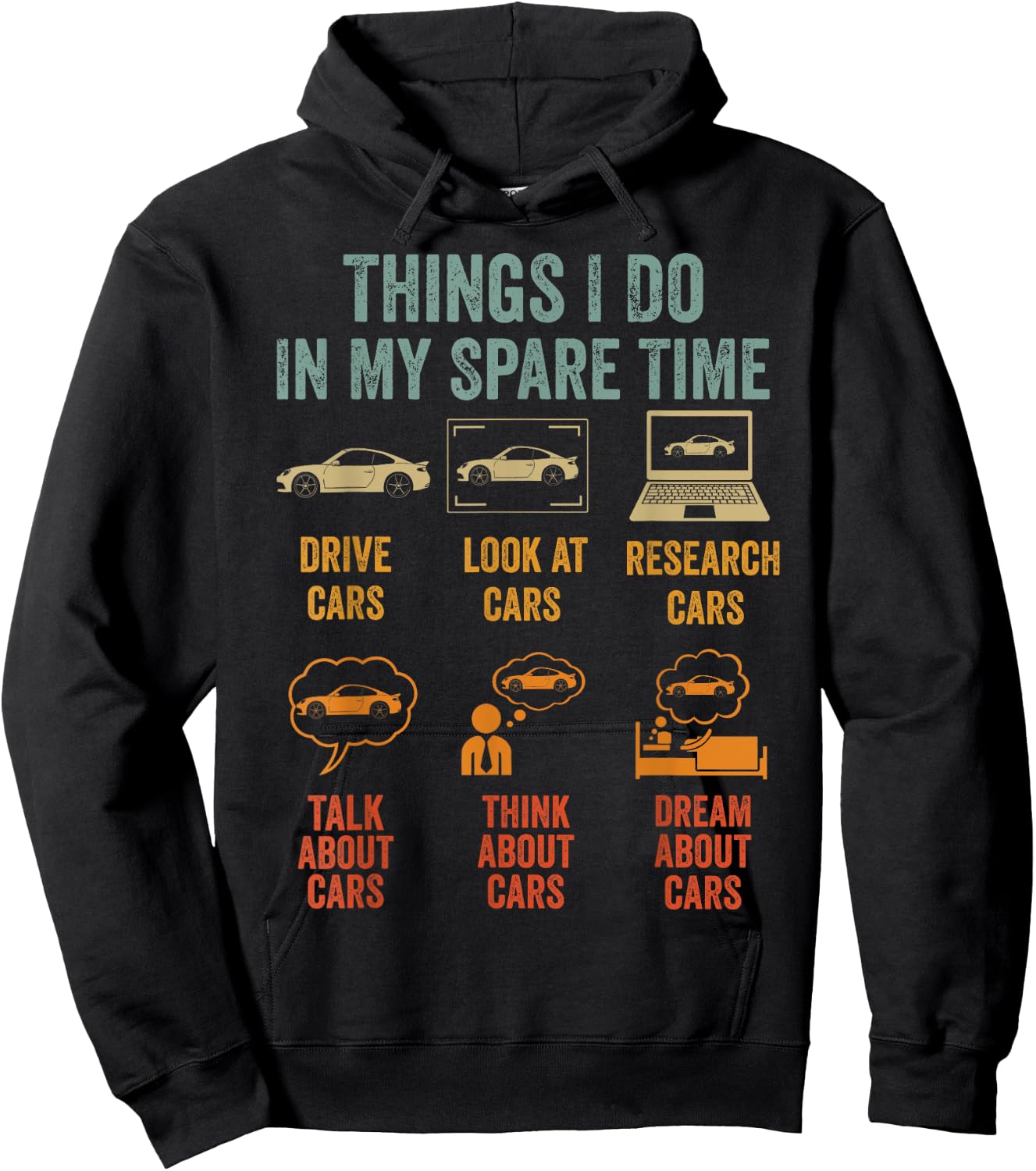 Things I Do In My Spare Time Car Lover Funny Father's Day Hoodie - Hoodie | Black
