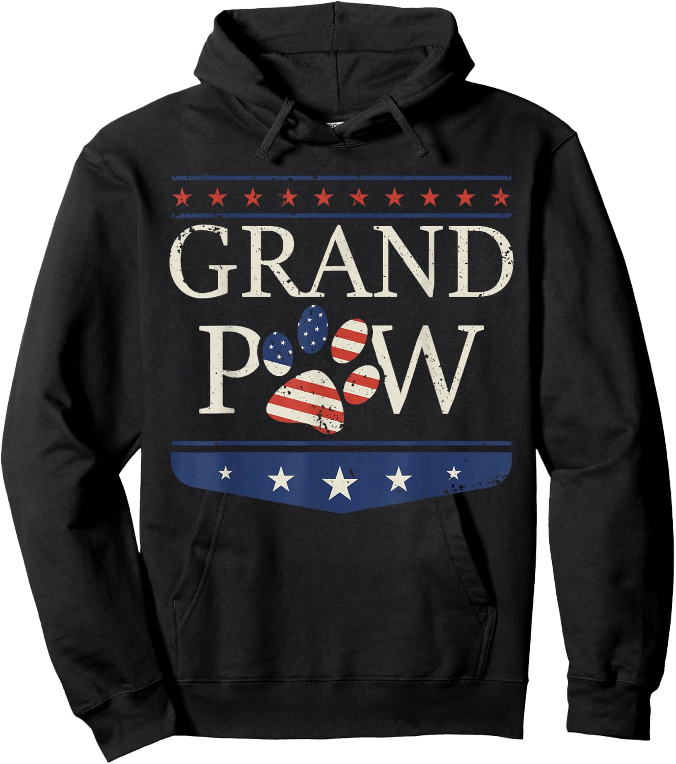 Grandpaw - Dog Grandpa Father's Day Grandkids Patriotic Hoodie - Hoodie | Black