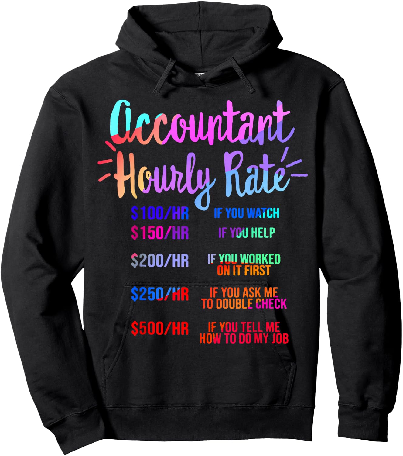 Accountant Hourly Rate Tax Accounting CPA Grad Bookkeeping Hoodie - Hoodie | Black