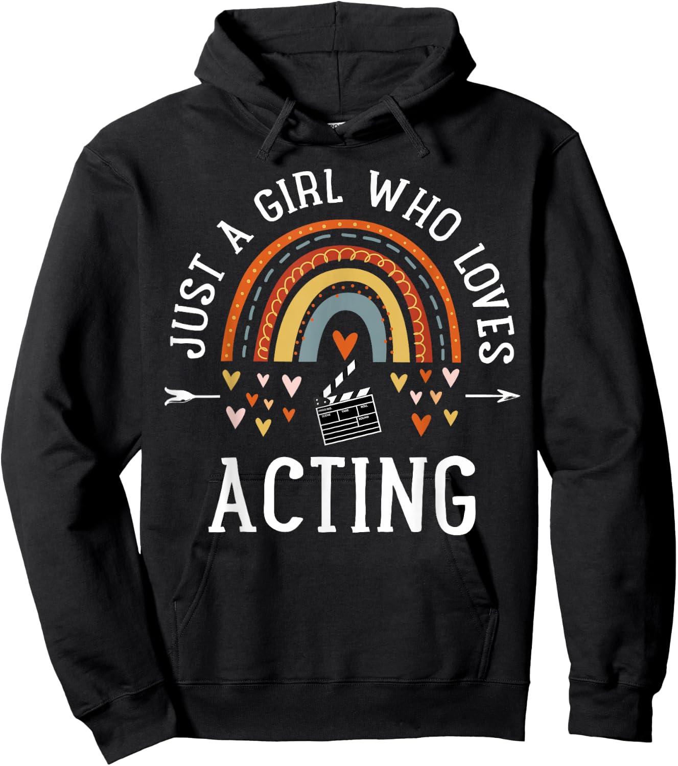 Just A Girl Who Loves Acting Rainbow Gifts for Theater Lover Hoodie - Hoodie | Black