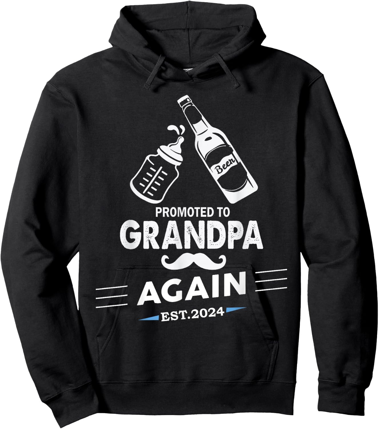 Promoted To Grandpa Again 2024 Funny Pregnancy Announcement Hoodie - Hoodie | Black