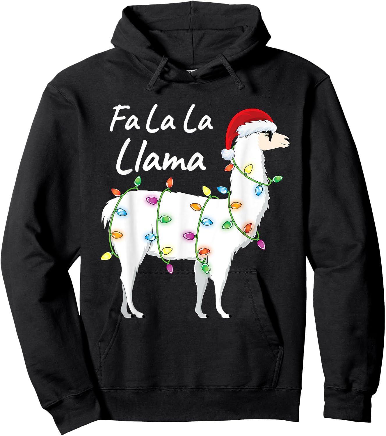 Fa La La Llama Christmas Shirt Kids Boys Girls Santa Llama Hoodie - Hoodie | Black