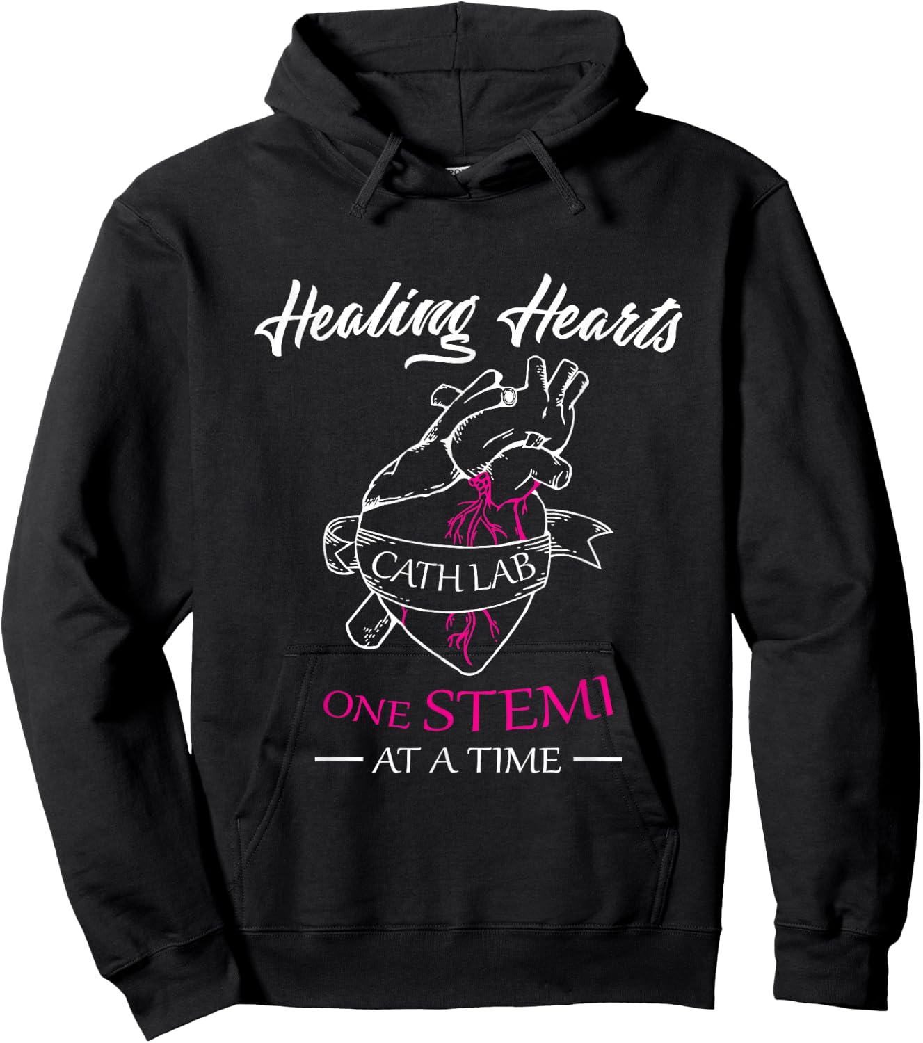 Cath Lab Nurse Gift, Nurse Stemi Cardiac Care Healing Heart Hoodie - Hoodie | Black