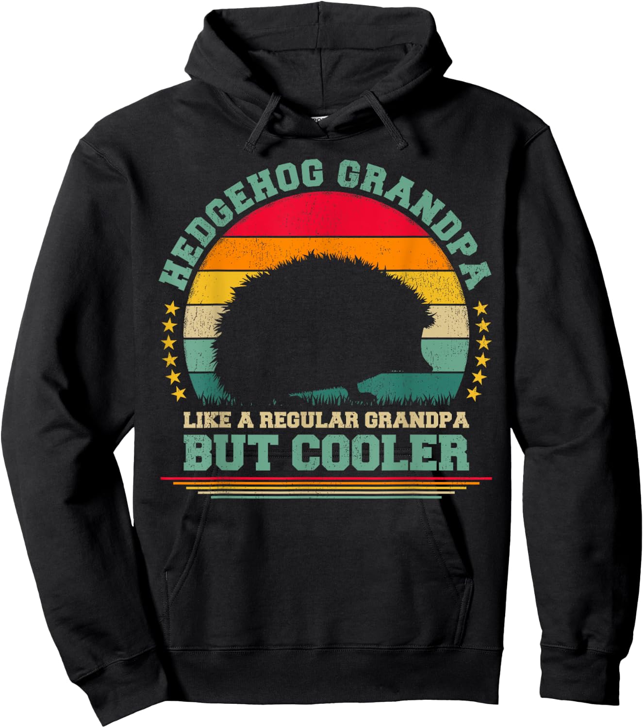 Hedgehog Lover Funny Vintage Hedgehog Grandpa Father's Day Hoodie - Hoodie | Black