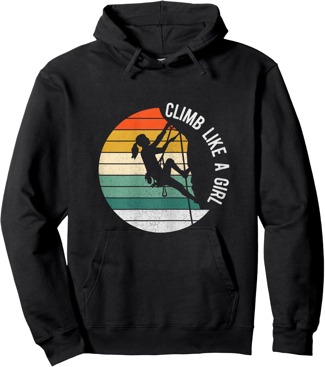 Climb Like A Girl Rock Climbing Gear Kids Women Sunset Hoodie - Hoodie | Black