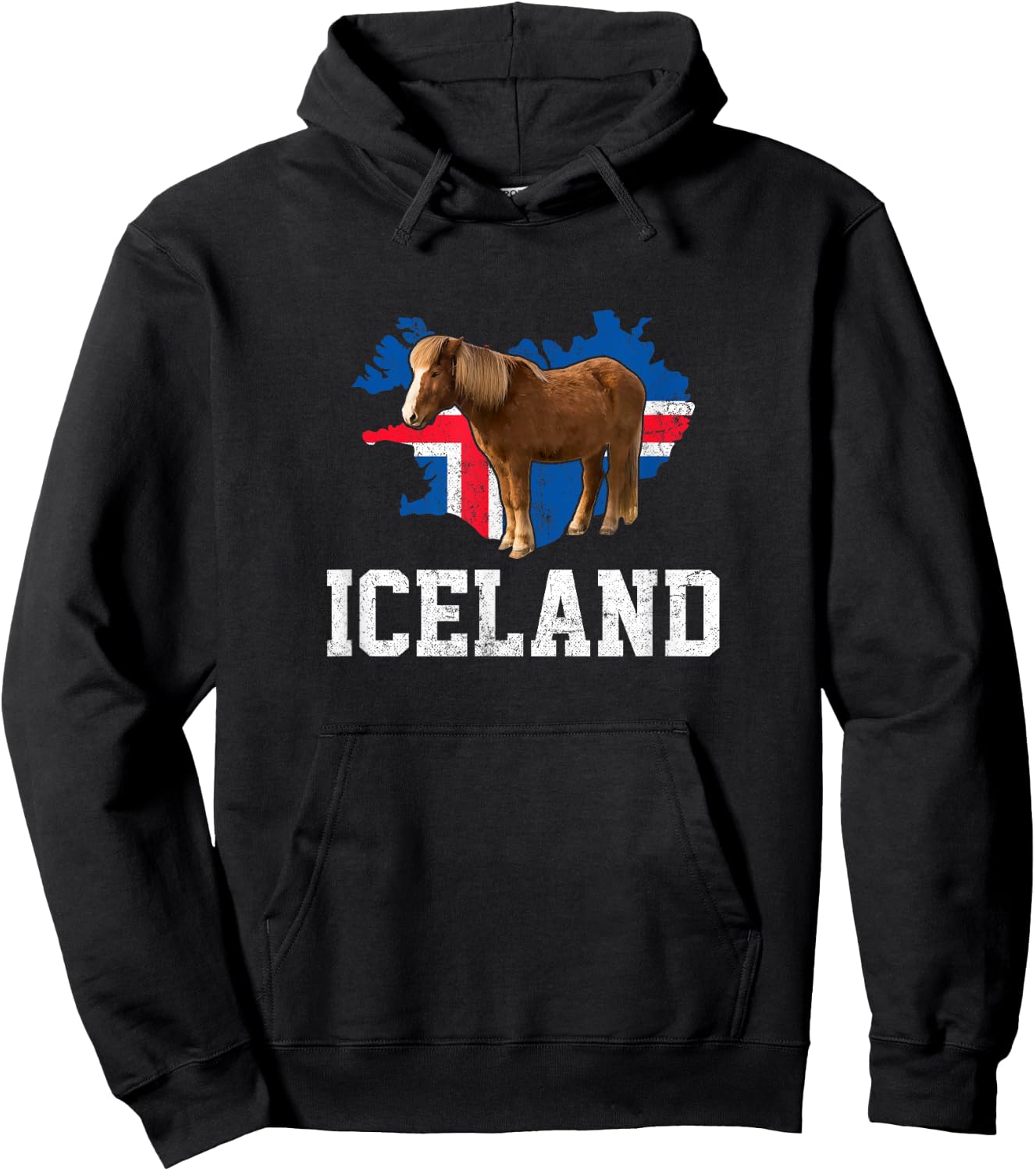 Icelandic horse,flag icelandic horse Hoodie - Hoodie | Black