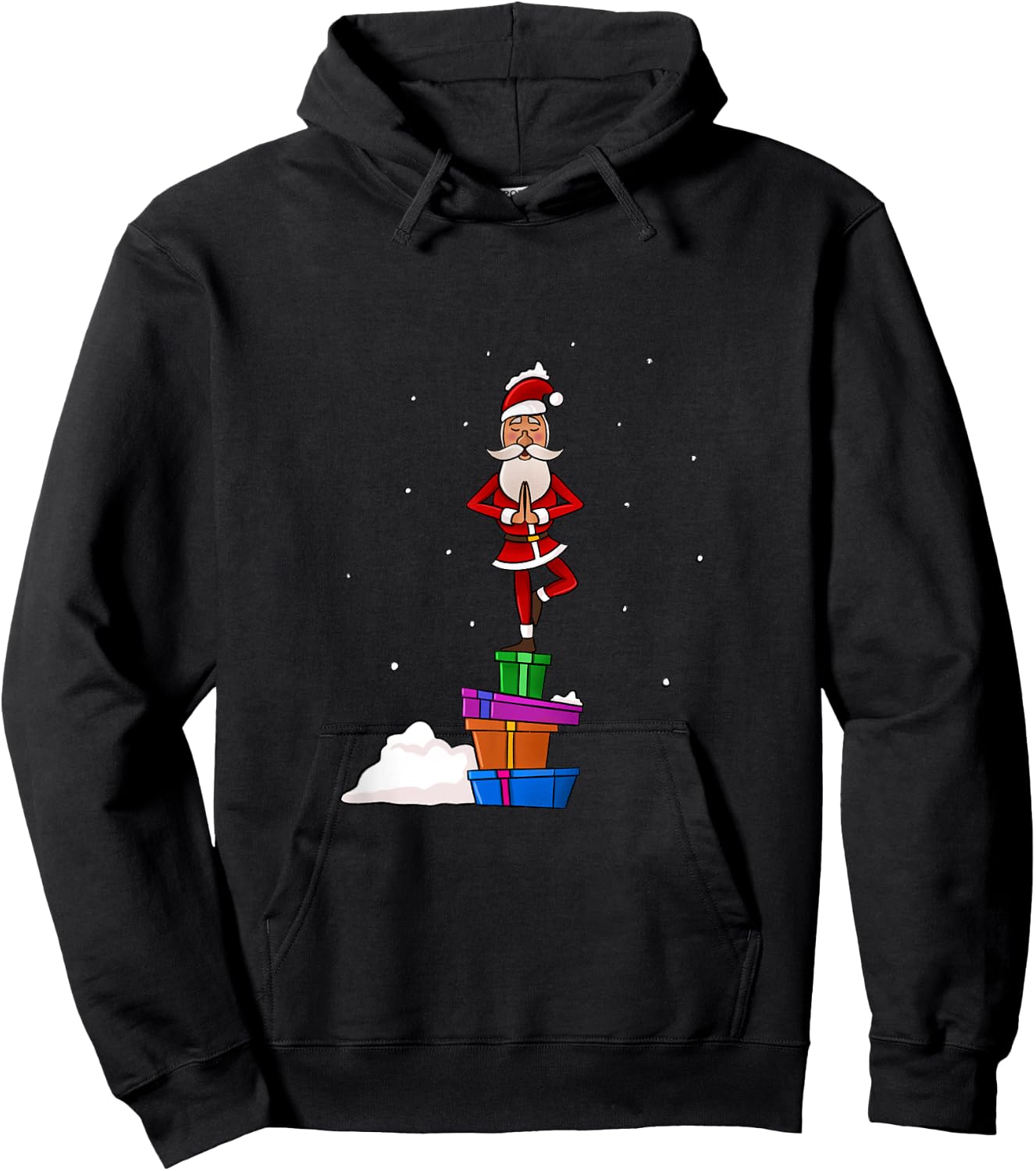 Funny Christmas Santa Claus Meditating Yoga Lover Teacher Women Hoodie - Hoodie | Black