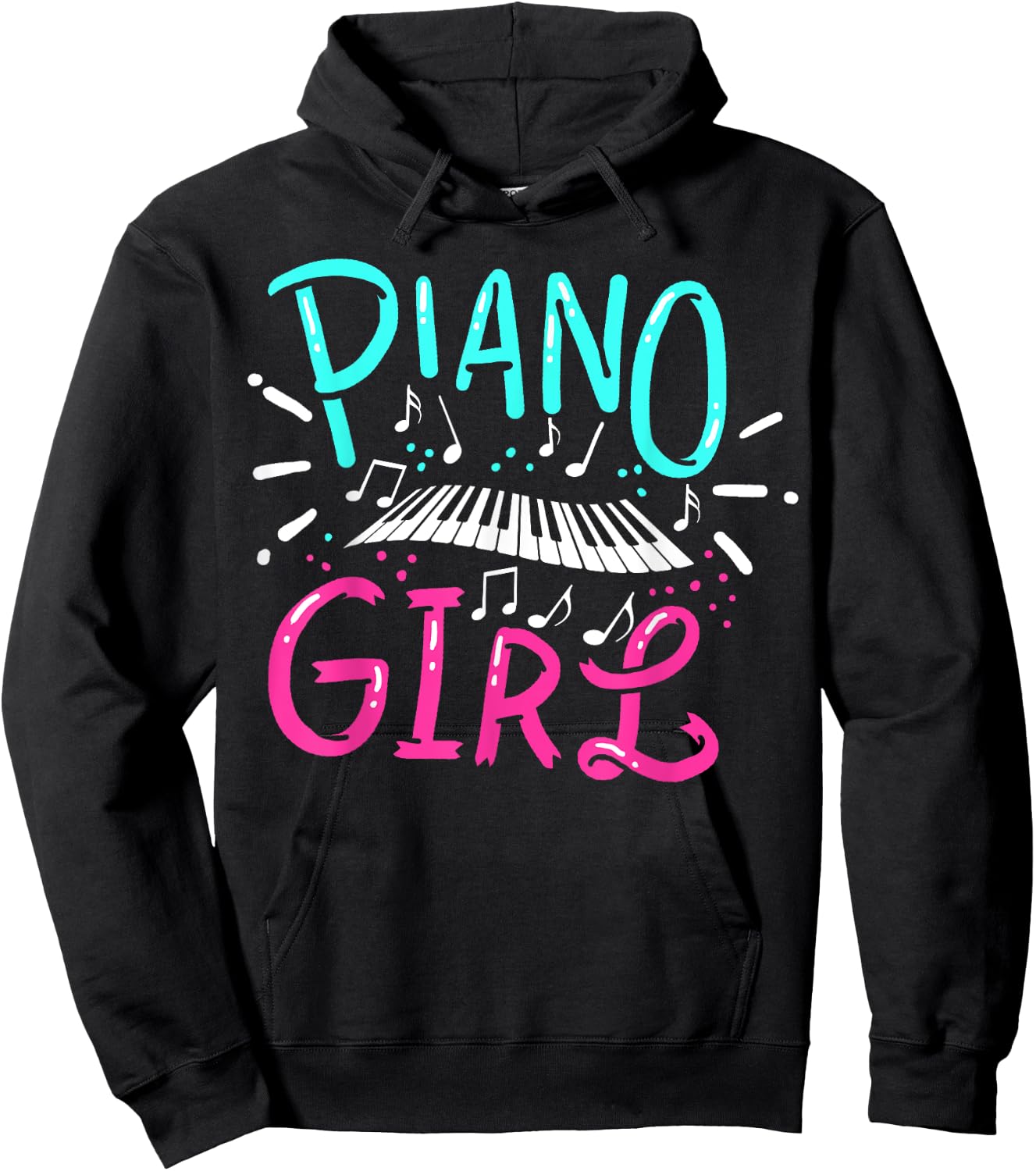 Piano Girl Pianist Music Notes Gift Hoodie - Hoodie | Black