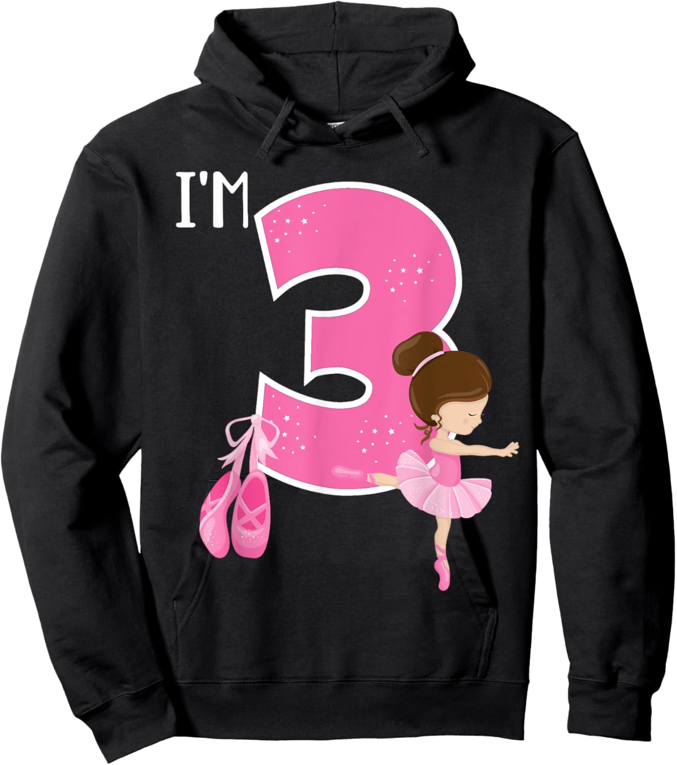 Girl's 3 Year Old Ballerina 3rd Birthday Party Ballet Dancer Hoodie - Hoodie | Black