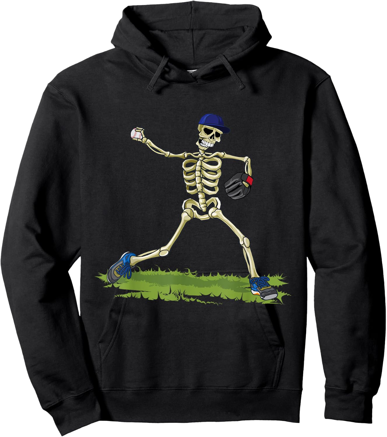 Baseball Skeleton Halloween Men Boys Baseball Halloween Hoodie - Hoodie | Black