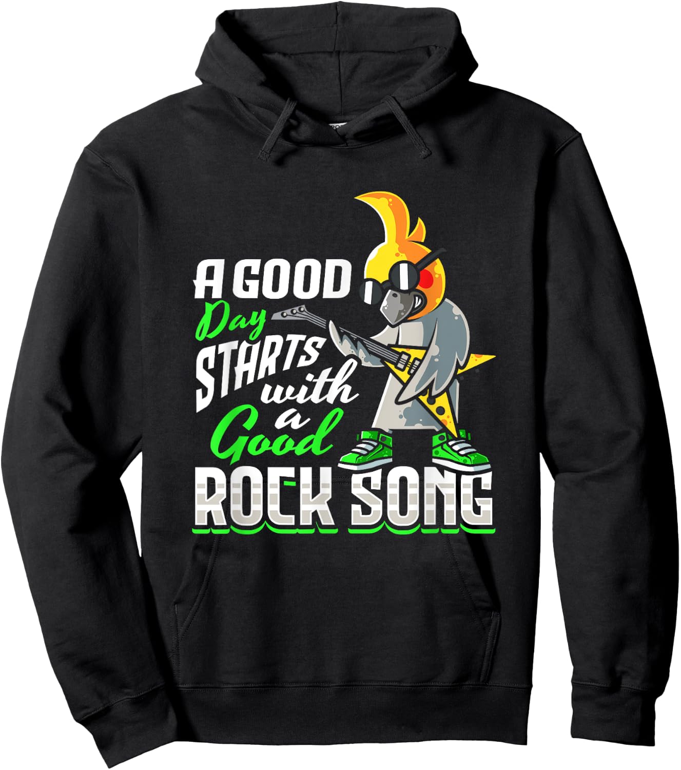 Cockatiel Bird Rock n Roll Design for a Rock music lover Hoodie - Hoodie | Black