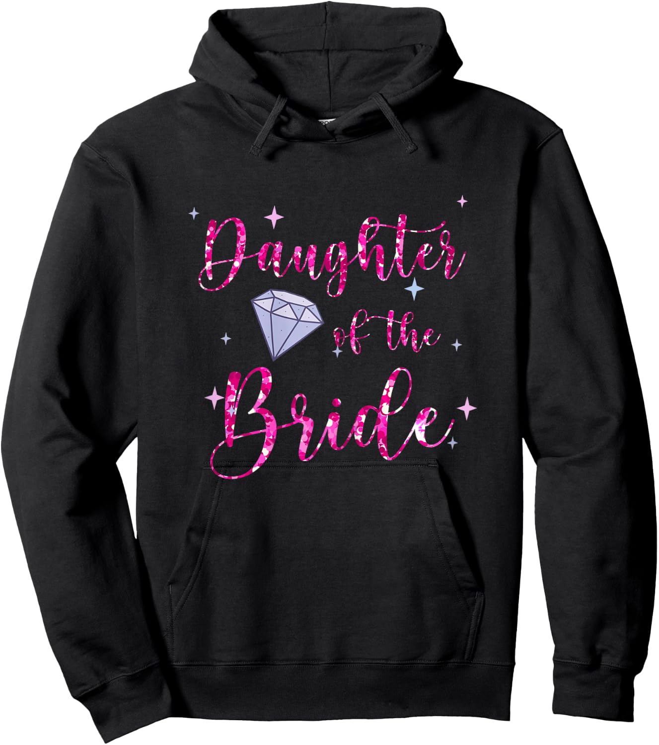 Daughter of The Bride Cool Pink Bridal Party Wedding Ring Hoodie - Hoodie | Black